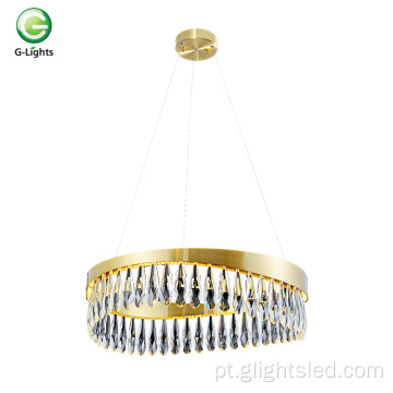 Lustre LED moderno de cristal K9 de aço inoxidável 3000k